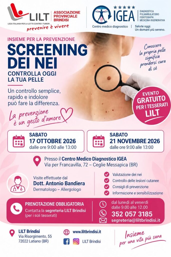 Locandina: Screening dei nei: controlla oggi la tua pelle